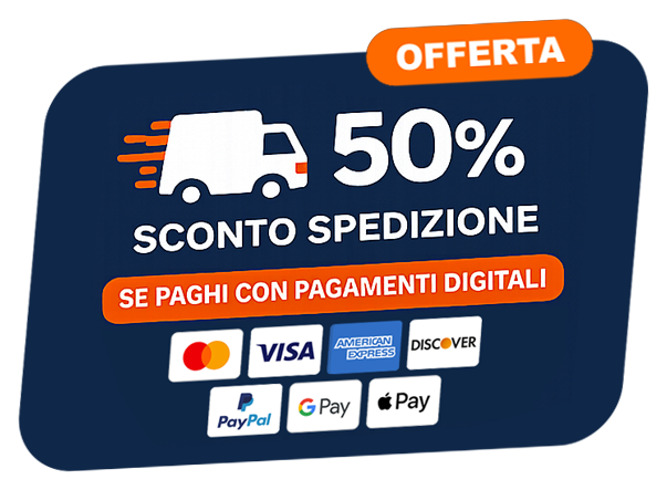 50% sconto spedizione se paghi con pagamenti digitali